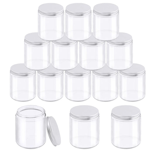 Glarks 8 Pack 8oz Glass Jars with Lids, Round Clear Glass Jars with Inner Liner and Silver Lids for Storing Creams, Beauty Products, Cosmetic and Ointments