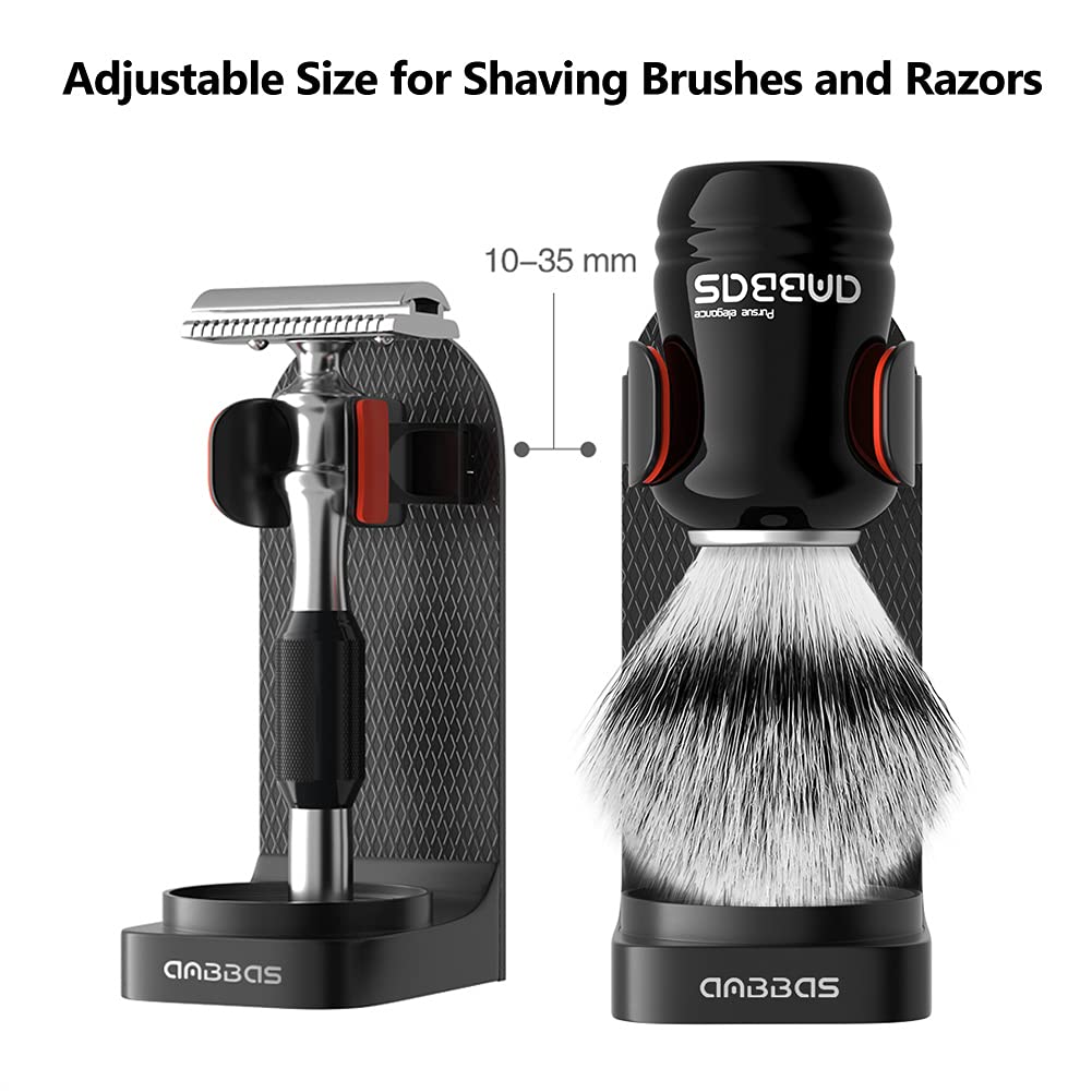 Anbbas Shaving Brush Synthetic Badger Hair Resin Handle and Stainless Steel Soap Bowl,ABS Wall Mounted Shaving Holders for Brush and Bowl