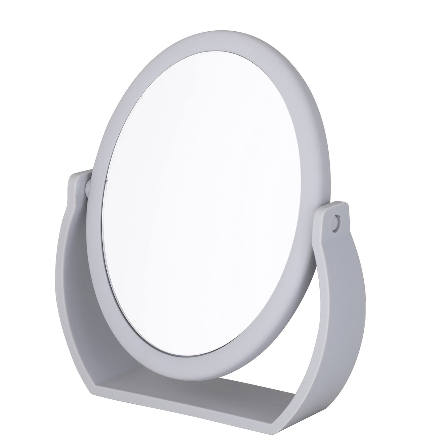 Bath Bliss Double-Sided Free-Standing Swivel Vanity Mirror | Regular & 10X’s Magnification | Make-up & Shaving Use | Freestanding | Tabletop | Rubberized | Grey