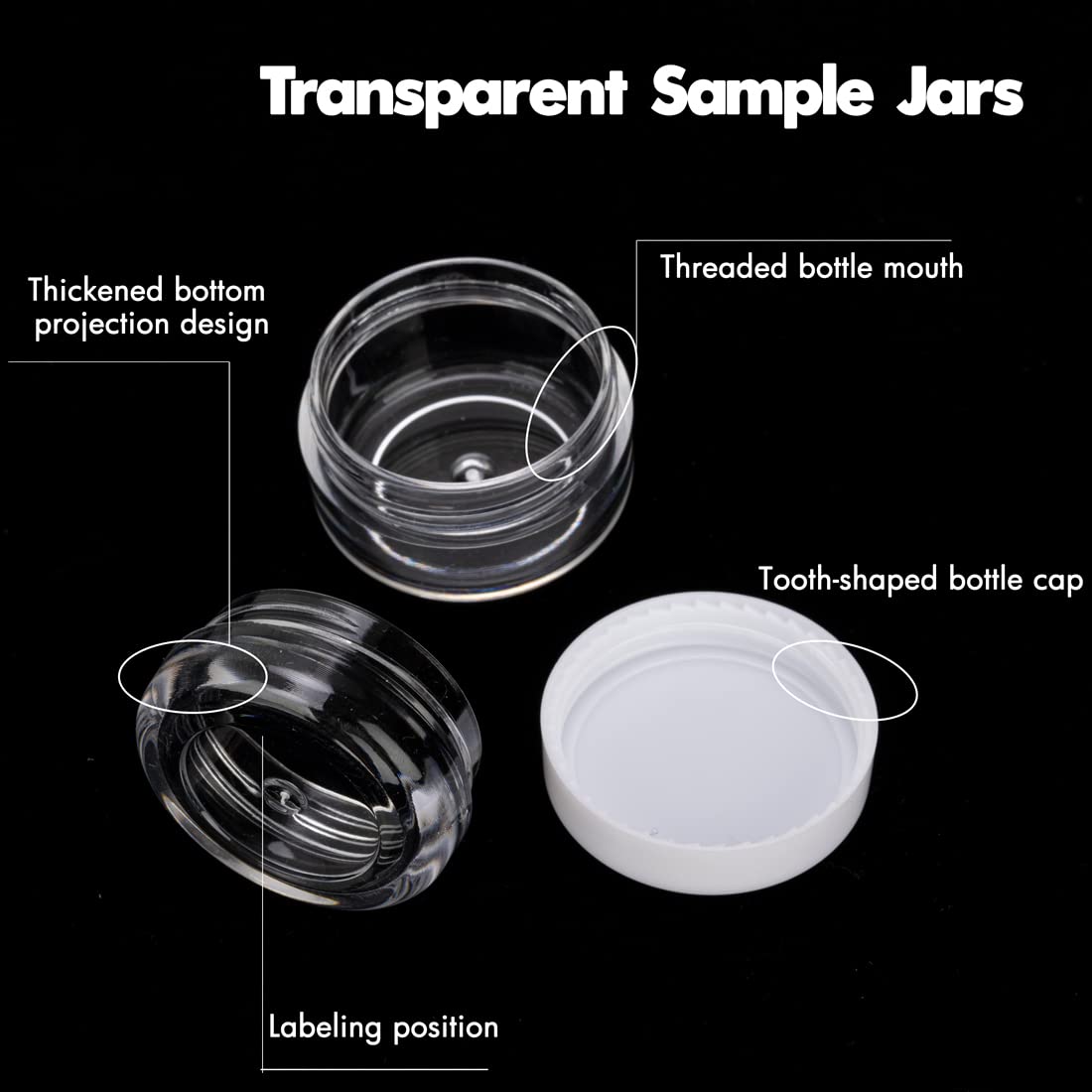 3 Gram Sample Containers with Lids, 100 Count Tiny Sample Jars, Empty Lip Balm Containers, Mini Cosmetic Container with Lids, Makeup Travel Container with Labels, Mini Disposable Spatulas