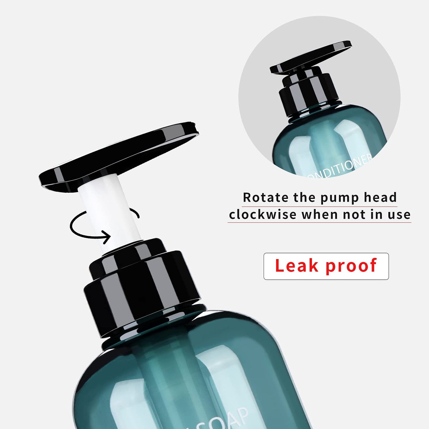 Shampoo and Conditioner Dispenser Bottles-3pcs 16.9oz Plastic Empty Refillable Pump Lotion Bottle Containers Set for Guest Bathroom Shower Body Wash, Reusable Cosmetic Labeled Bottles, Blue
