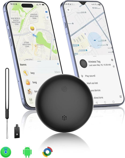 2-in-1 Air Tracker Tag for iOS & Android - Smart Tags Dual System Bluetooth Finder Compatible with Apple Find My & Android Find Hub, Mini GPS Tracker Item Finders for Keys, Wallet, Luggage, Pet, Bike