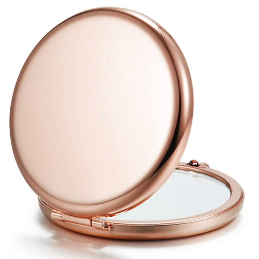 Getinbulk Compact Mirror Bulk, Pack of 6 Double-Sided 1X/2X Magnifying Metal Makeup Mirrors(Round, Rose Gold)