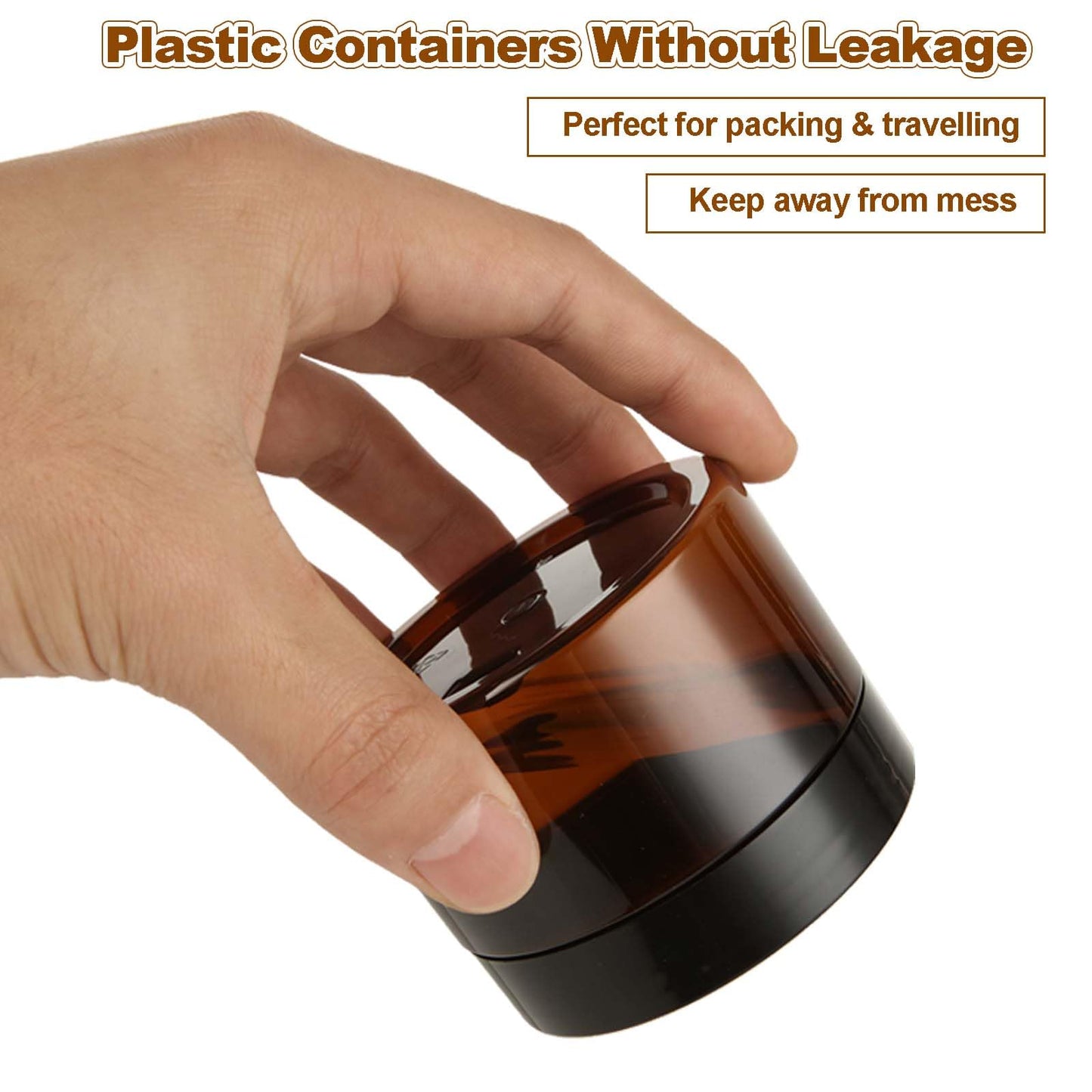 LDHHYH 50 Pack 4oz Amber Plastic Cosmetic Jars with Lids, Refillable Amber Plastics Jar, Empty Leak Proof Plastic Containers with Lids for Cream, Lotion, Cosmetic, Beauty Products Travel Storage