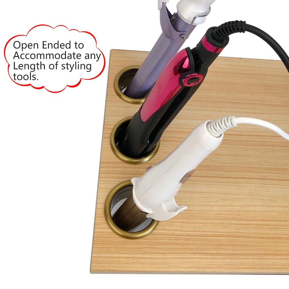 QUEESALN Salon Hair Styling Station Curling Hot Iron Appliance Tube Package Salon Station Organizer Holder Iron Tube 3pcs Package 2inch Stainless Steel Gold Color