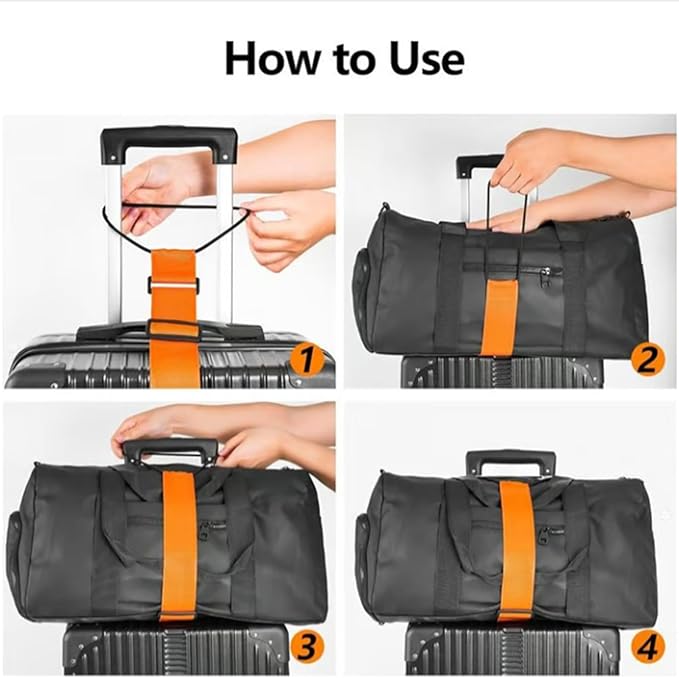 Multi Use Strong Adjustable Luggage Connector Straps, Flexible and Adjustable Luggage Strap, Luggage Connector Straps for Suitcases, Secure Stacking&Hands-Free Travel, Easy to Identify Travel (4Pcs/4)