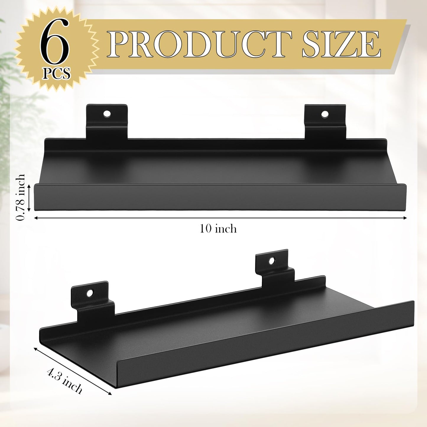 DoubleFill Slatwall Shelves, Metal Slat Wall Shelf Accessories, Heavy Duty Retail Display Panel for Home Shoe Stores Boutiques Storage and Organization(Black,10x4.3 Inch)