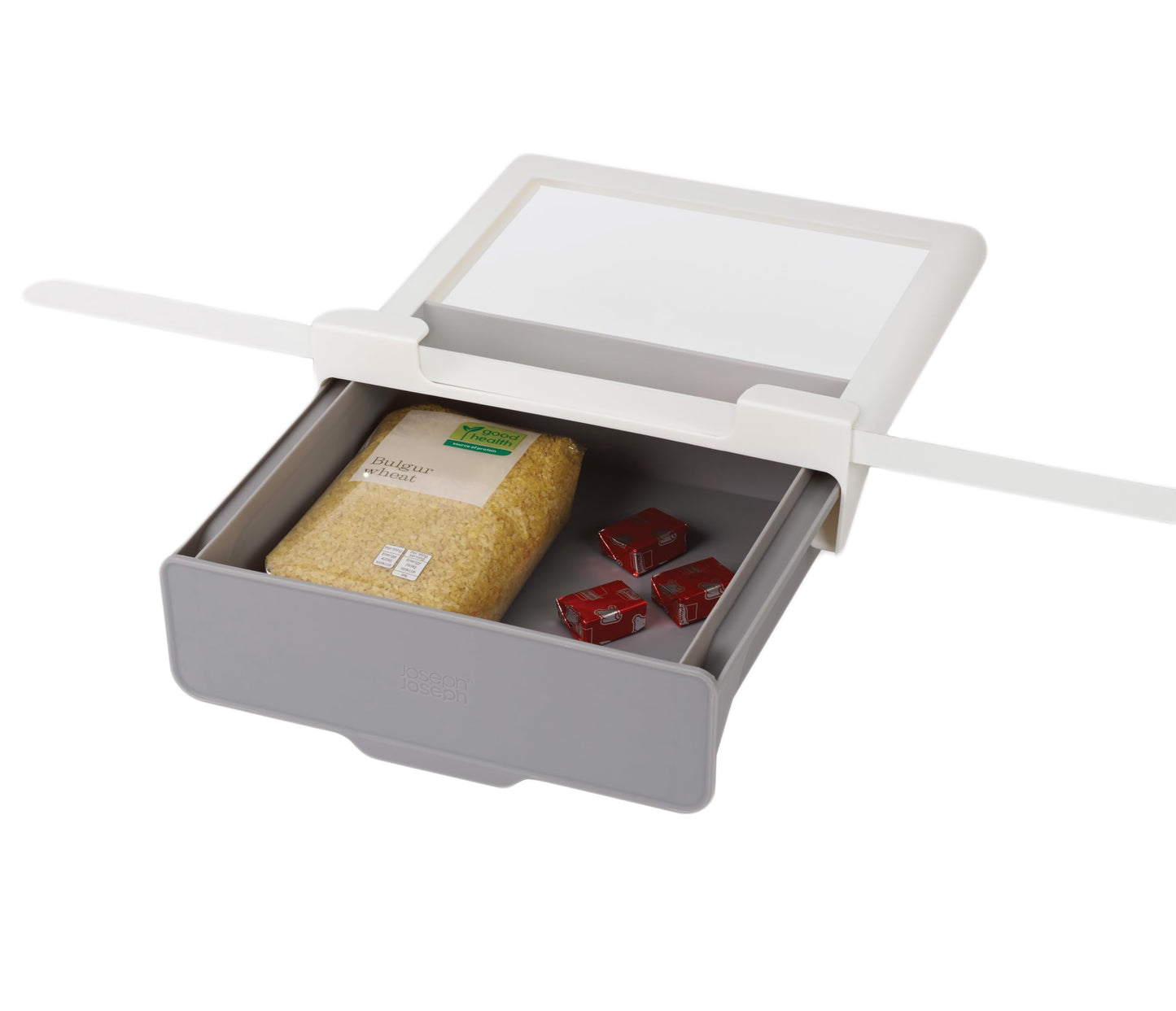 Joseph Joseph CupboardStore Under Shelf Drawer Kitchen Cabinet Storage Organizer, Space Saving, Gray/White