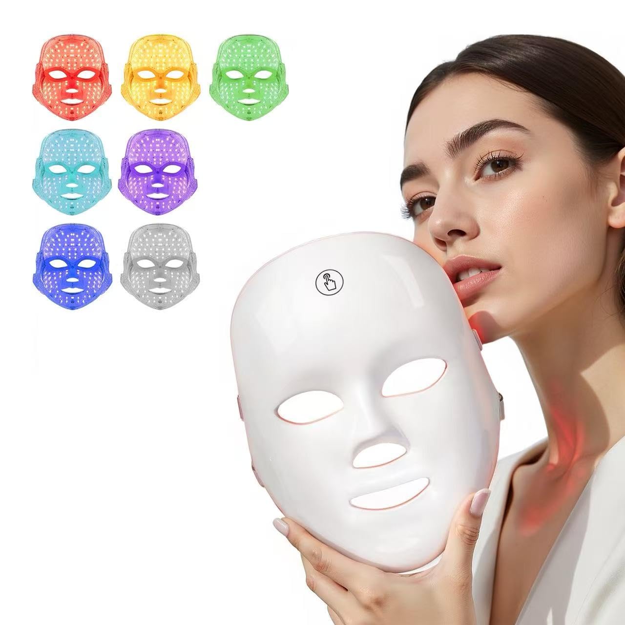 TOYHIS LED Face Mask Light Therapy,LED Light Therapy Mask for Face，Portable 7 Colors LED Facial Skin Care Mask for Home Use,Rechargeable