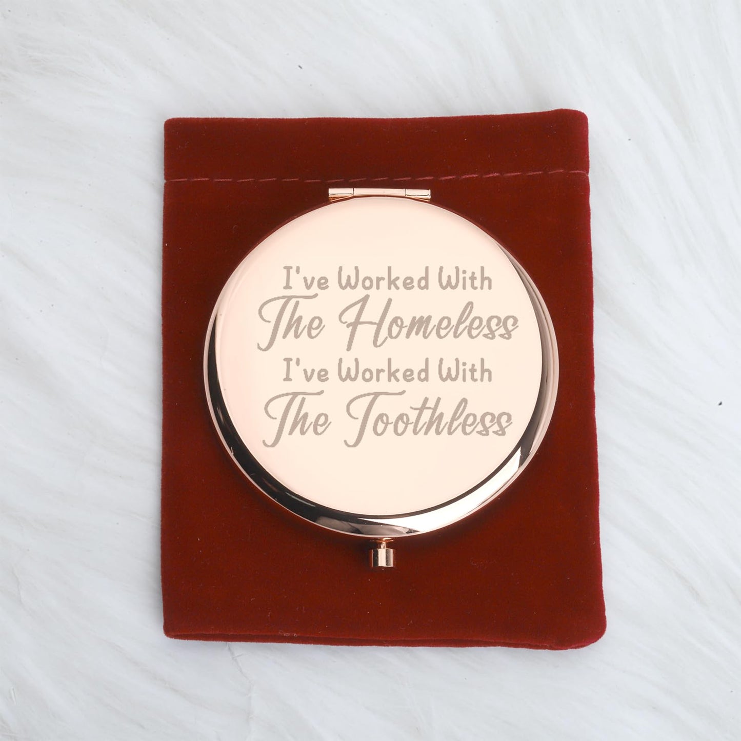WUSUANED TV Show Inspired Makeup Mirror I've Worked with The Homeless and Toothless Mirrorr TV Shows Lover Gift for Fans