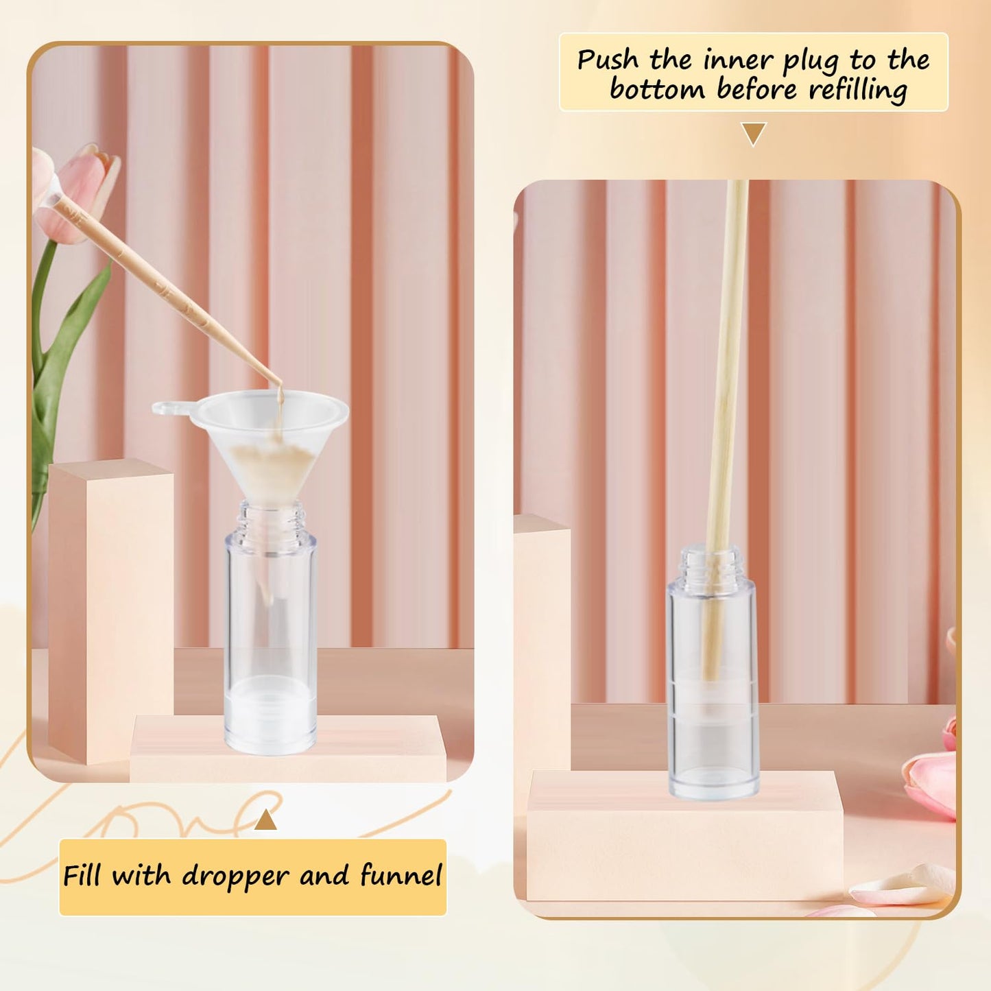 DynnnDy 30Pcs 5ml Clear Vacuum Lotion Pump Bottles without Straw Empty Refillable Airless Cream Jars Mini Cosmetic Containers for Essense Foundation Gel Moisturiser,2 Pipettes,1 Funnel