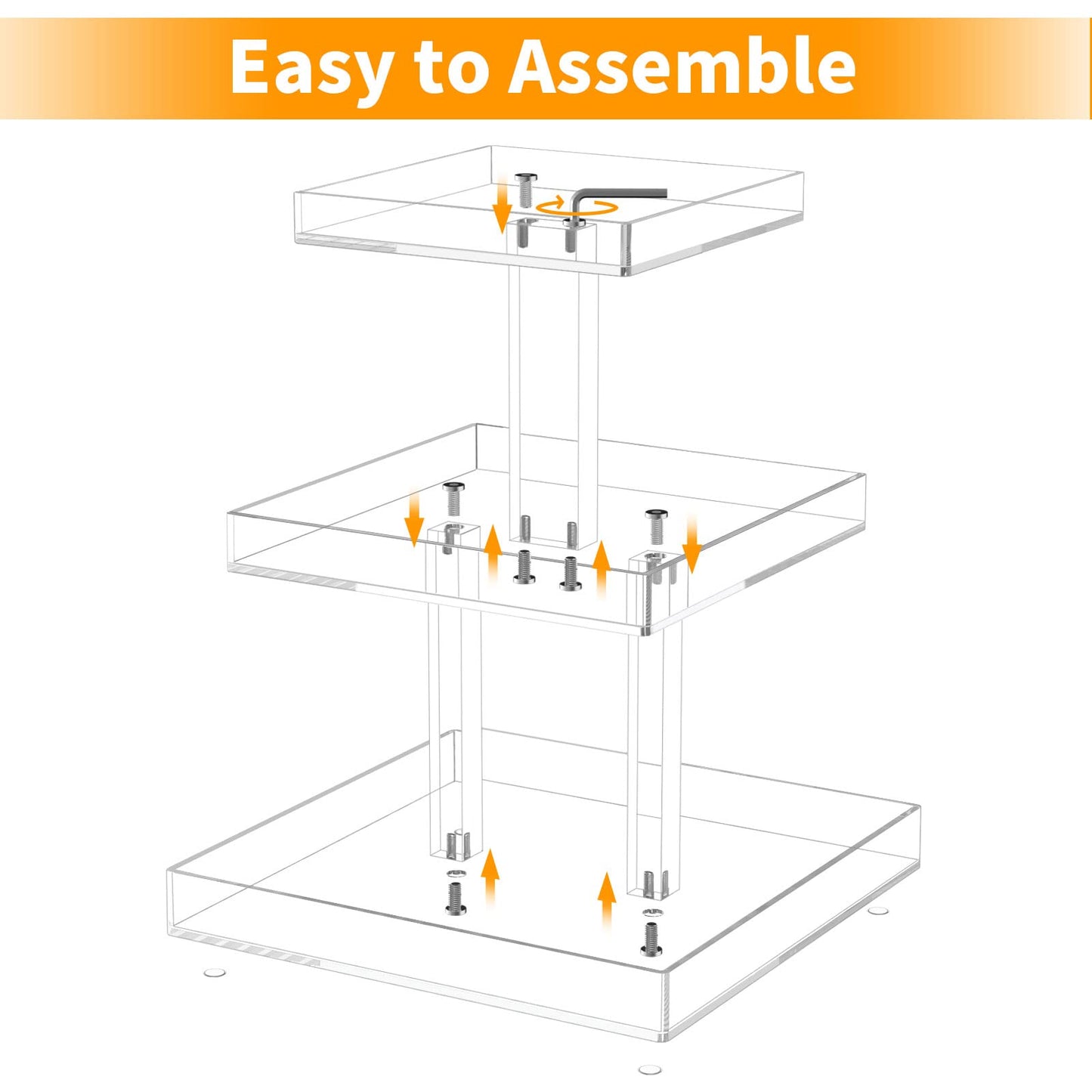 NIUBEE 3-Tier Perfume Organizer, Clear Resin, Rectangular Tray, Sturdy Design, Space Saver, Convenient Access, Easy Assembly