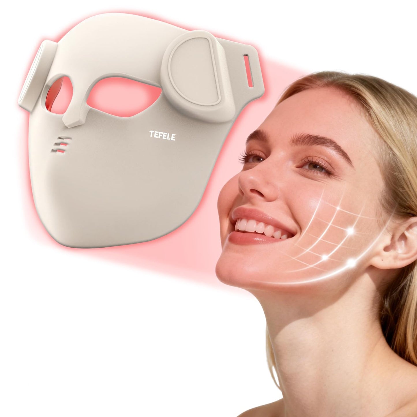 4D LED Red Light Therapy Mask for Face, Facial Fit Ergonomic Design, 850NM Near-Infrared Light, 68 LEDs Infrared and 272 Light Sources, Home Use Working Travel Yoga