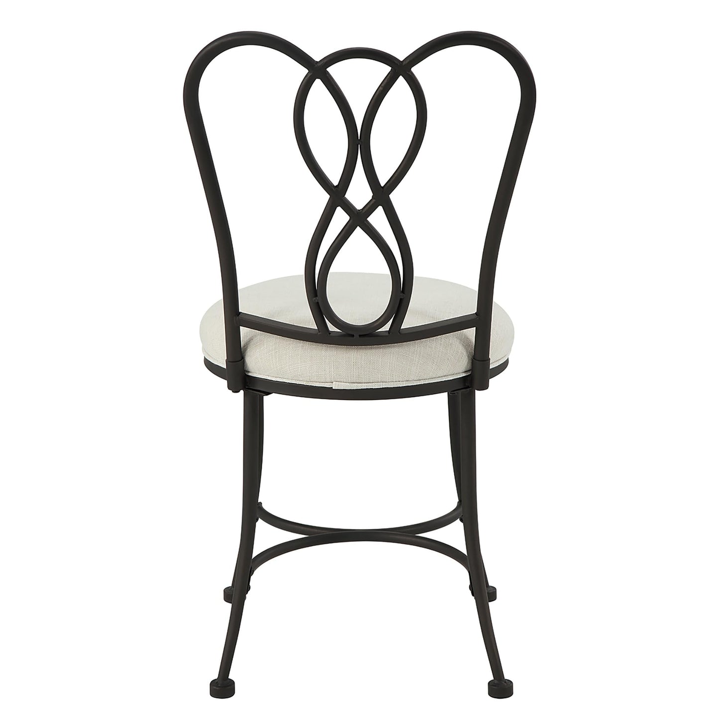 Azalea Park Ornate Iron Bronze Vanity Stool – Cream Upholstered Mid-Back Seat, Sturdy Iron Frame, Stylish Makeup Stool for Bath or Bedroom – Supports 300 lbs, Easy Assembly