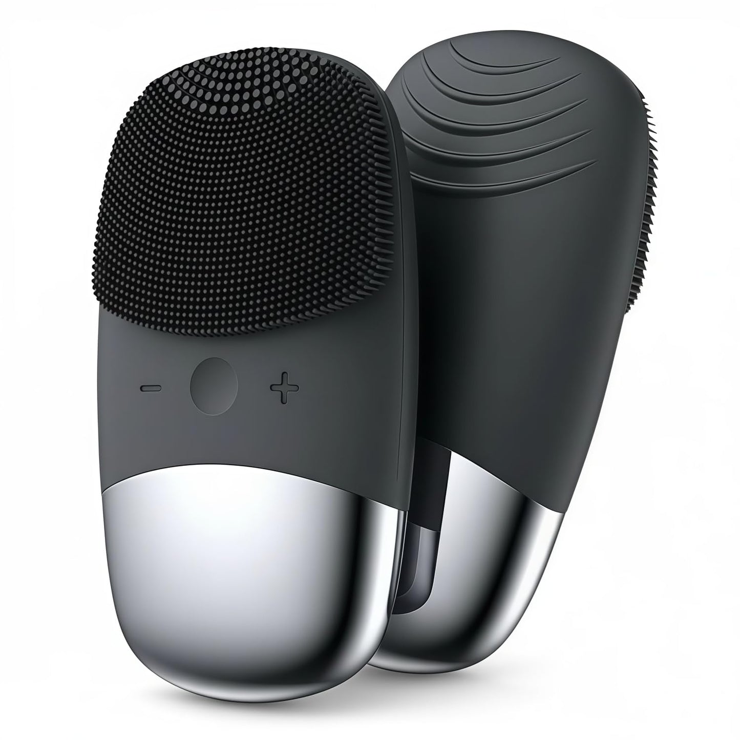 MEGAN Facial Cleansing Brush,USB Rechargeble Electric Silicone Face Scrubber,IPX7 Waterproof Sonic Facial Massager, 3 in 1 face Brush for Deep Cleanning, Blackhead Remover, Exfoliating.（Black）