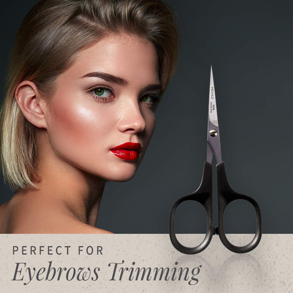 Mehaz Precision Cut Stainless Steel Scissors To Trim Nails, Brows, Facial Hair and Split Ends