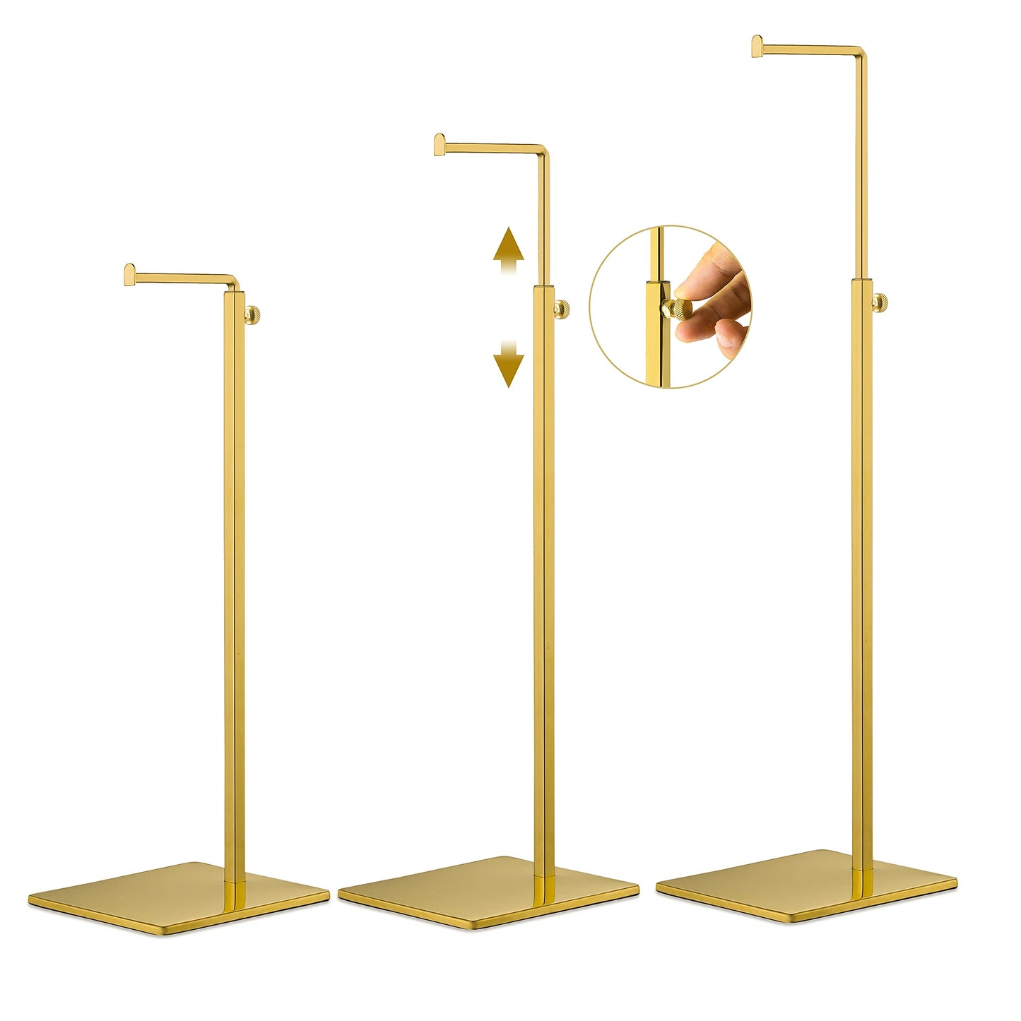Elitnus Gold Purse Display Stands - 2 Pack Adjustable Height Purse Display Stand - Metal Handbag Display Stand Set - Single L Hanging Hook Bag Stand for Boutique Store