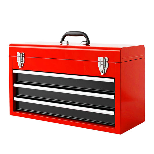 BIG RED Metal Tool Box, 20.5-inch, Portable Metal Tool Box with 4 Drawers, Small Tool Chest with EVA Liners, Ball Bearing Slide Drawers Locking & Powder Coated Finish, Multi-Function Tool Organizer