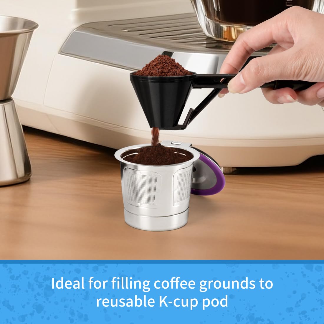 Coffee Scoop and Funnel for Powder - Water Bottle Funnel Pre Workout Scoop for Protein 2 Pack Slide Bottom Measuring Filling Scoop for Coffee Grounds and Powder