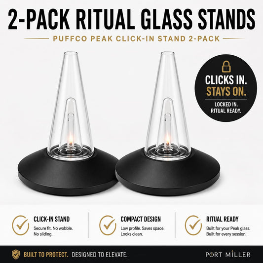 Port Miller Puffco Peak & Peak Pro Glass Stand (2 Pack) — Secure Display and Storage Base — 4" Wide, Click-In Fit