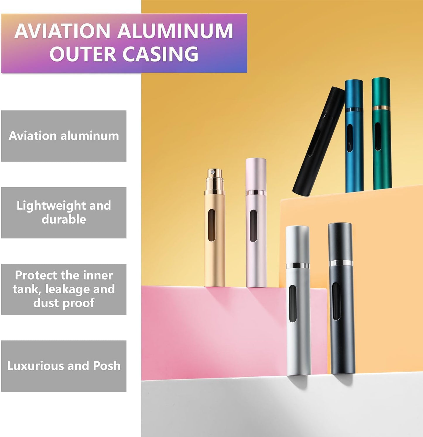 YiLianSM 2PCS 10ml Perfume Atomizer Travel Refillable, Bottom-Filling Fragrances Perfumes Bottle, Pocket Atomiser for On the Go (Black)