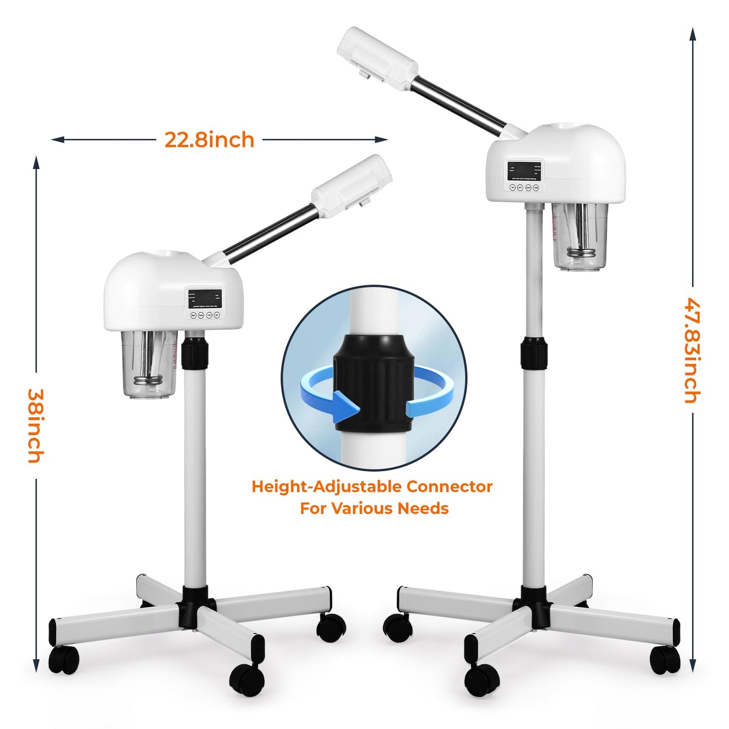 Hovinke Professional Facial Steamer for Estheticians, Hot Mist & Timer Function, Vaporizador Facial Professional Steamer On Wheels for Home Use & Spa Salon Skin Cleasning