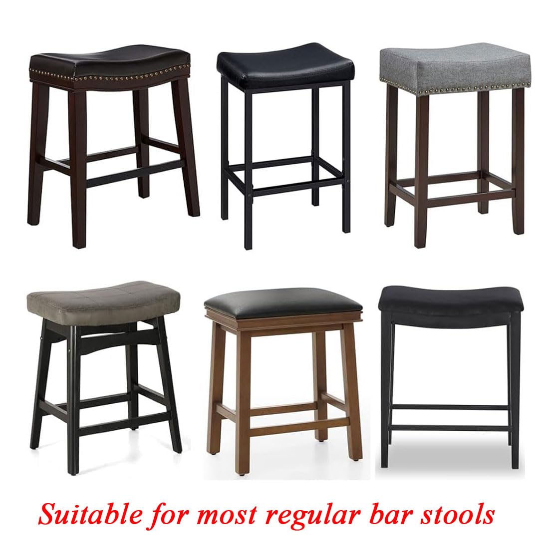 Lussenwert Stool Covers Rectangular Set of 4, Stretch Printed Vanity Stool Covers Washable Saddle Bar Stool Slipcover Bench Seat Protector with Elastic Bands Pattern of 16
