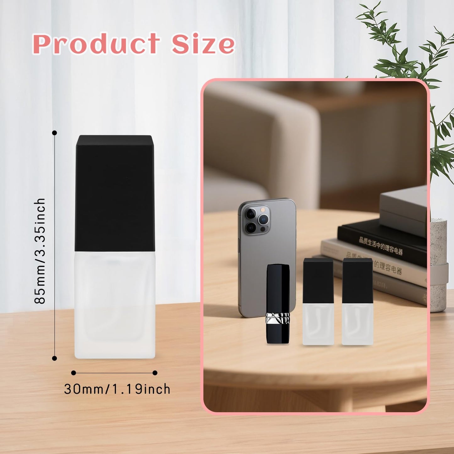 BOSMIOW 6 Pack 15ml Thick Frosted Glass Pump Bottles with Black Pump Head, Empty Square Cosmetic Containers for Foundation, Lotion, Serum, Essential Oil