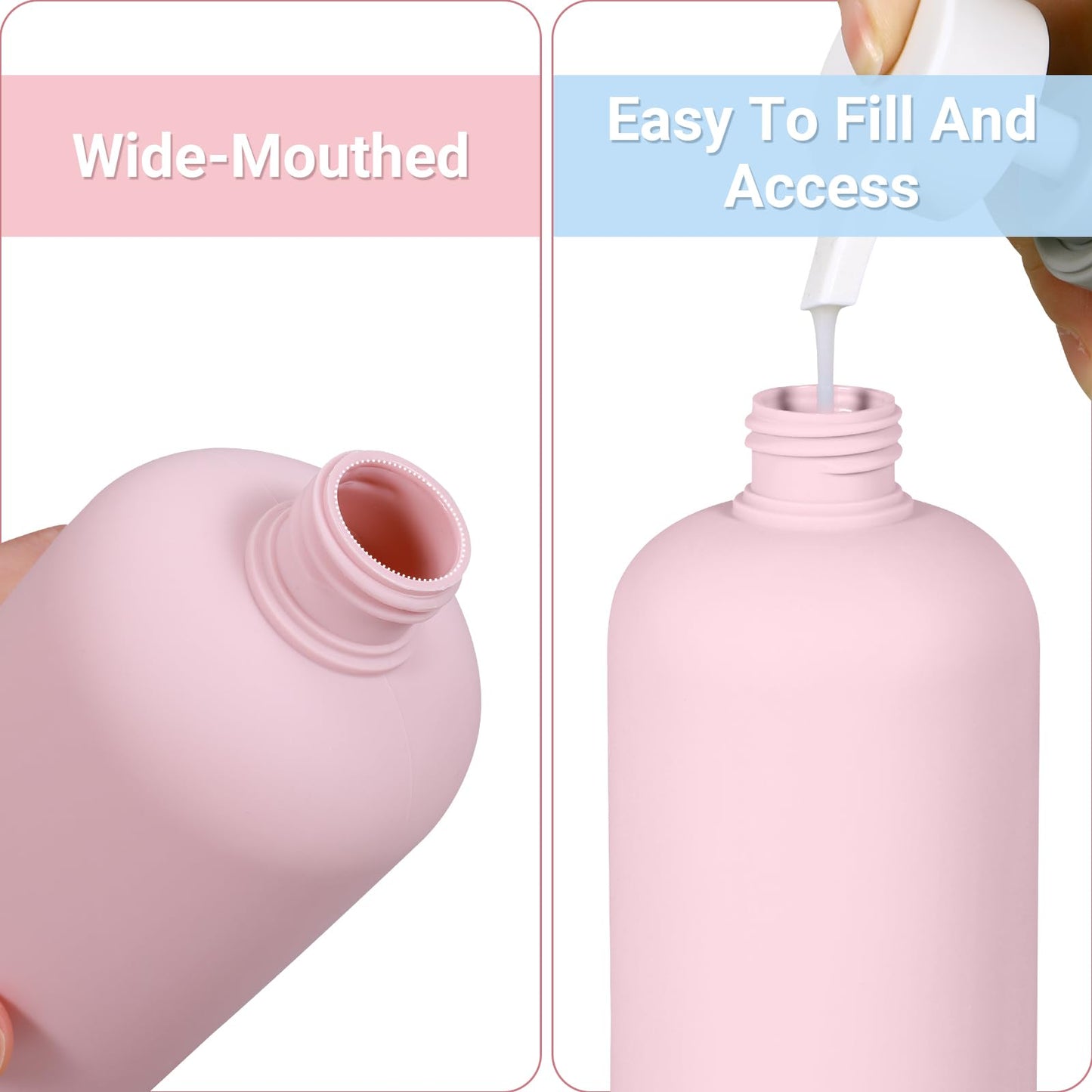 ASEVAT Plastic Leak Proof Travel Bottles for Toiletries, TSA Approved Travel Size Containers, Squeeze Bottles Refillable for Shampoo, Lotion & Body Wash (Blue+Pink+Green, 10 oz)