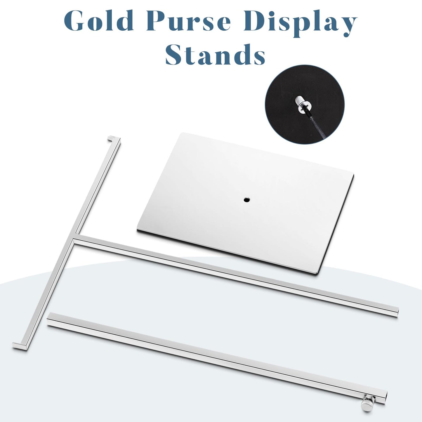 Leinuosen 4 Pcs Tabletop Purse Display Stand Metal T Bar Handbag Display Stand Holder Adjustable Height Double Hook Hanging Jewelry Stands for Home Store Boutique Counter(Silver)