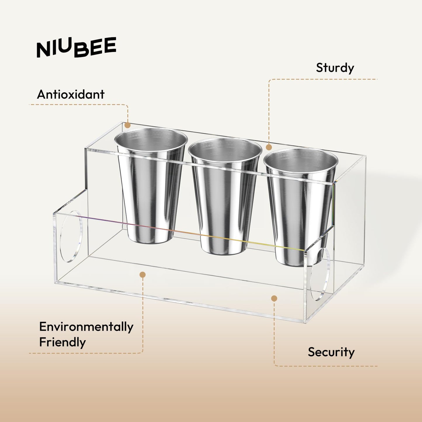 NIUBEE Hair Tool Organizer, Clear Acrylic Hair Dryer and Styling Organizer, Bathroom Countertop Blow Dryer Holder, Vanity Caddy Storage Stand for Accessories, Makeup, Toiletries