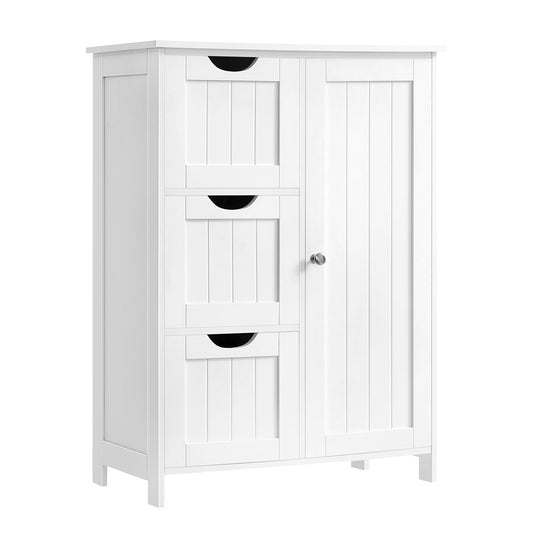 VASAGLE Floor Storage Cabinet, Freestanding Storage Unit with 3 Drawers, 1 Adjustable Shelf, for Bathroom Living Room Dining Kitchen, 11.8 x 23.6 x 31.5 Inches, Cloud White UBBC049WH01S