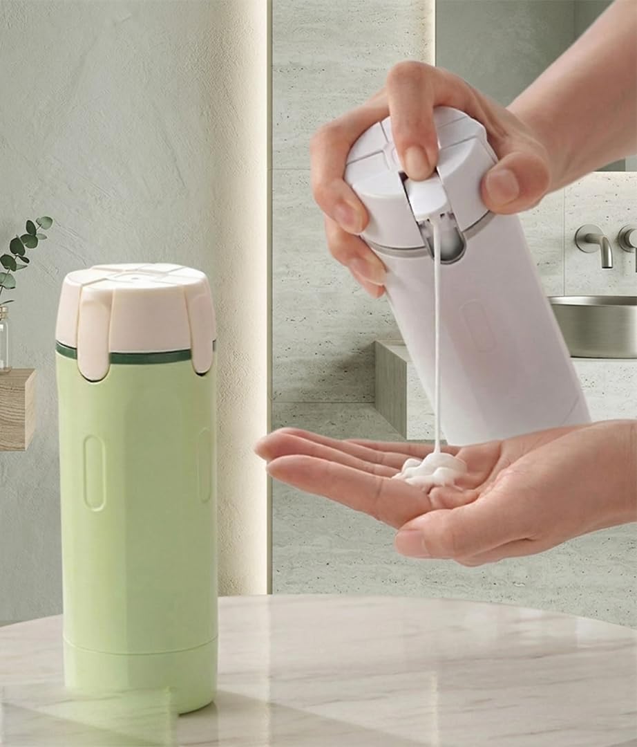 4 in 1 Travel Dispenser Bottle, Four in One Travel Pump Bottle Dispenser, 4in1 Travel Bottle Portable Travel Organizer for Shampoo, Lotion & Skincare (Key Lime)