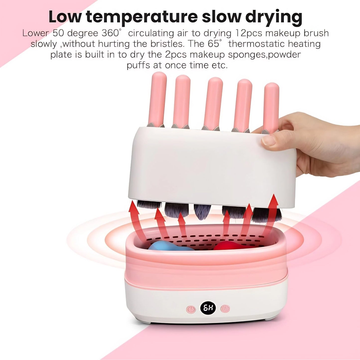 BONKZEBU Electric Makeup Brush Dryer Machine 12 Holes Automatic Brush Cleaner and Drying Tool for Professional Salon and Home Use Quickly Drying Cosmetic Brush Cleaner Dryer
