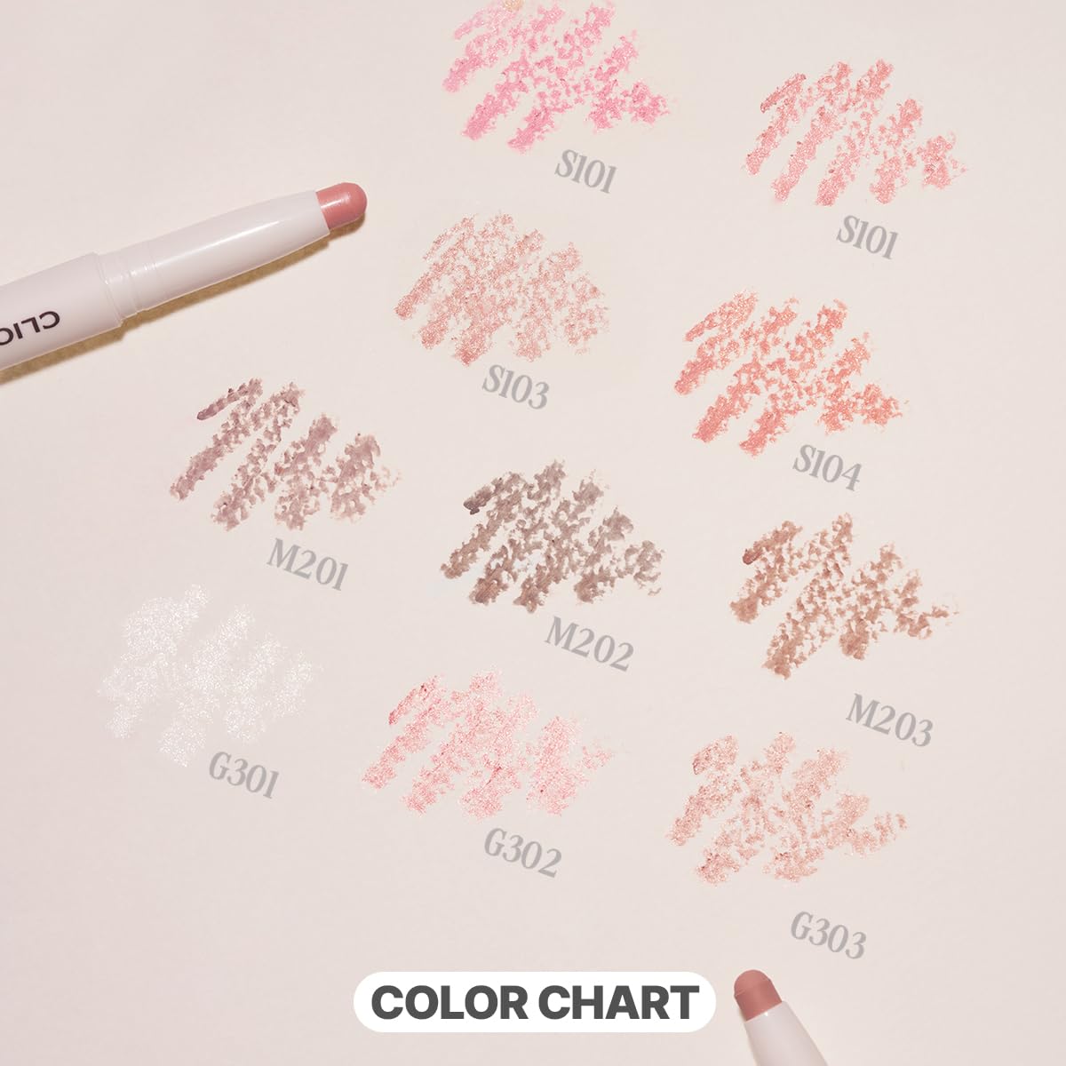 CLIO Soft Blending Eyeshadow Stick - Long Lasting, Matte, Shimmer & Glitter Finishes, Built-in Brush for Easy Blending, Coconut-Derived Ester Oil Infused (M201 CASHMERE MUTE)