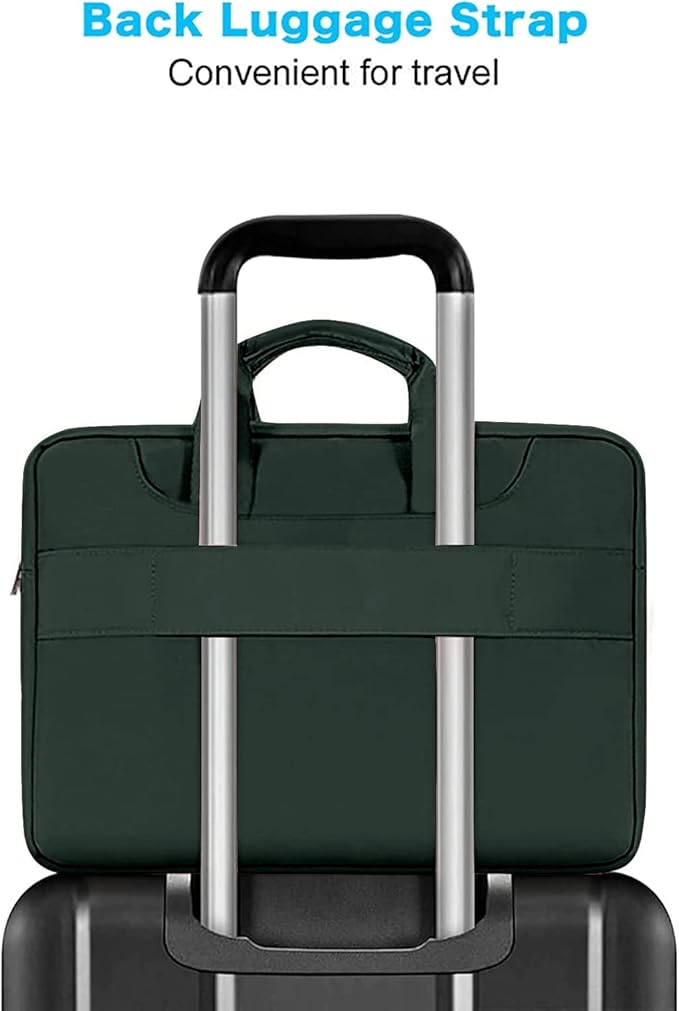MOSISO 360 Protective Laptop Shoulder Bag Compatible with MacBook Air 15 M4 A3241 M3 A3114 M2 A2941/Pro 16 inch M4 M3 M2 M1, 15-15.6 inch Notebook,Matching Color Sleeve with Belt, Emerald Green