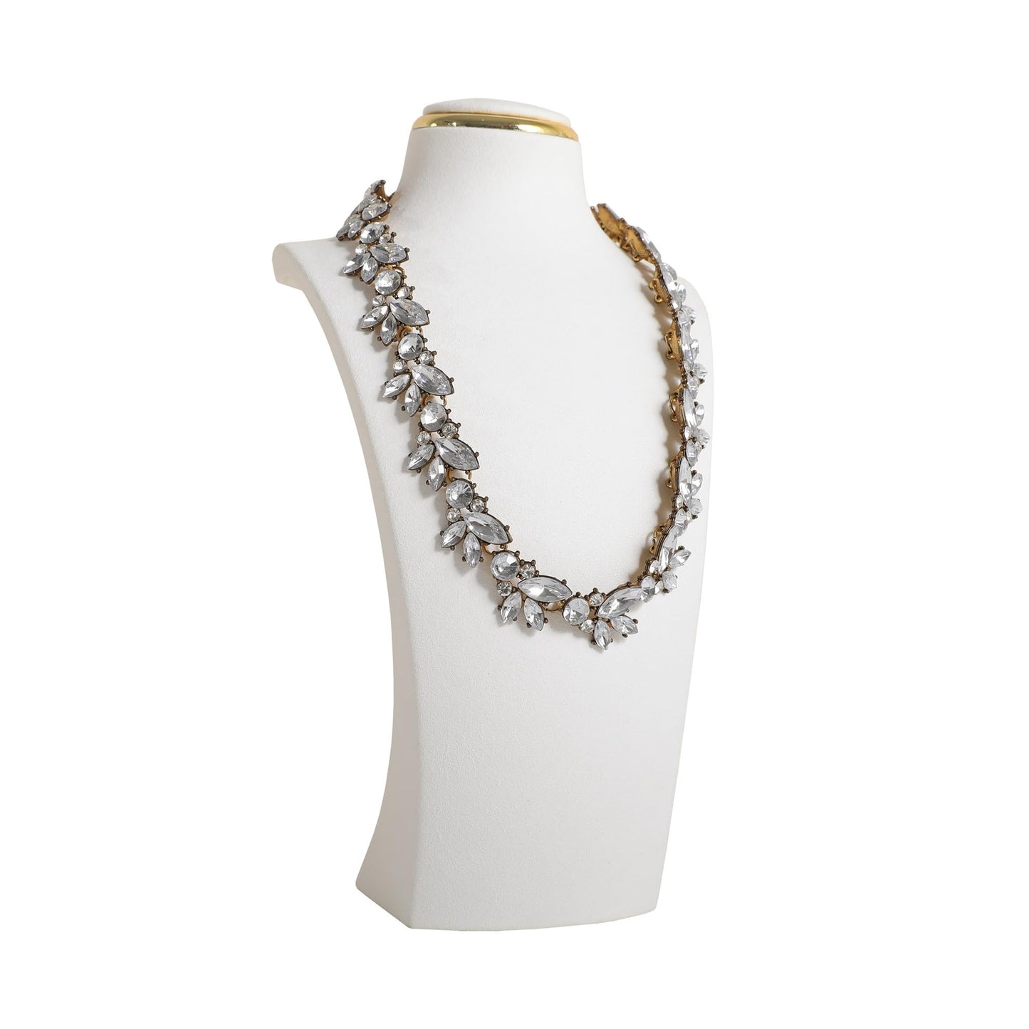 GemeShou White necklace display stands for selling, Velvet necklace storage organizer, Necklace mannequin jewelry bust holder for boutique store【White-Medium height 10.2 inch】