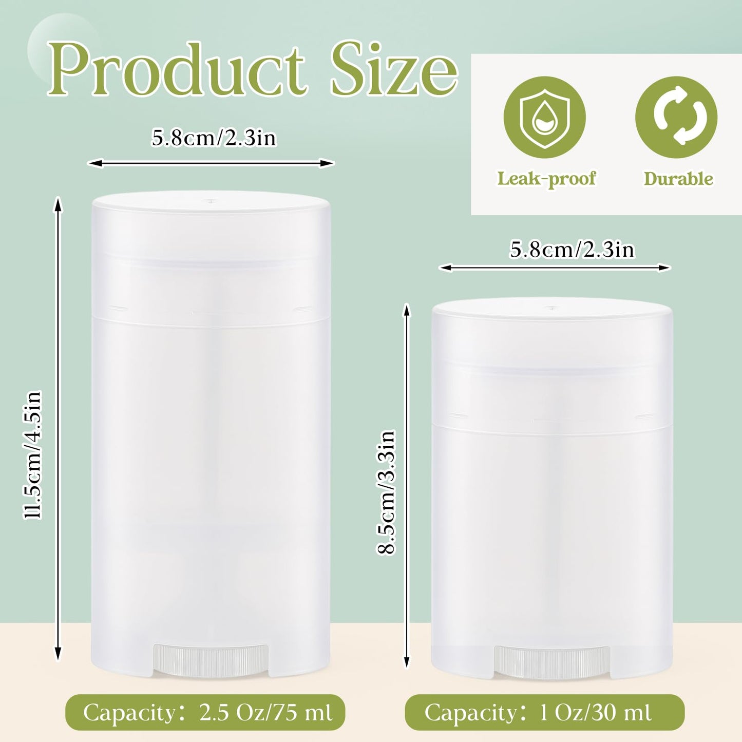 Teenyyou 30 Pack Empty Deodorant Containers, Bottom Filling, Plastic Oval Refillable Deodorant Containers Twist up Oval Lip Balm Tube for DIY Deodorants Lipstick Crayon Lotion(75ml/2.5oz,Clear)
