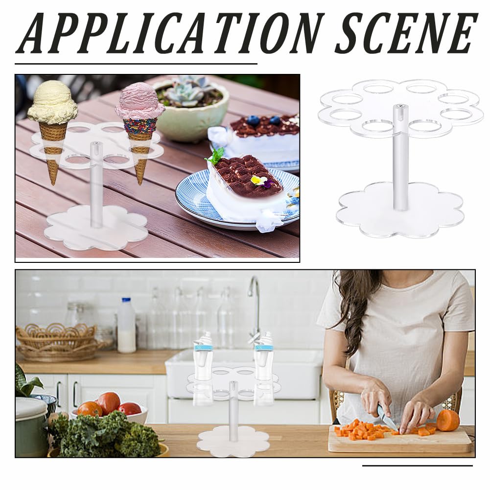 HOBBIESAY 2 Sets 8 Hole Flavor Cartridge Holder 1.18 Inch Hole Acrylic Ice Cream Display Stand Round Clear Flavor Cartridge Storage Rack Support Shelf Accessories for Kitchen Storage Party