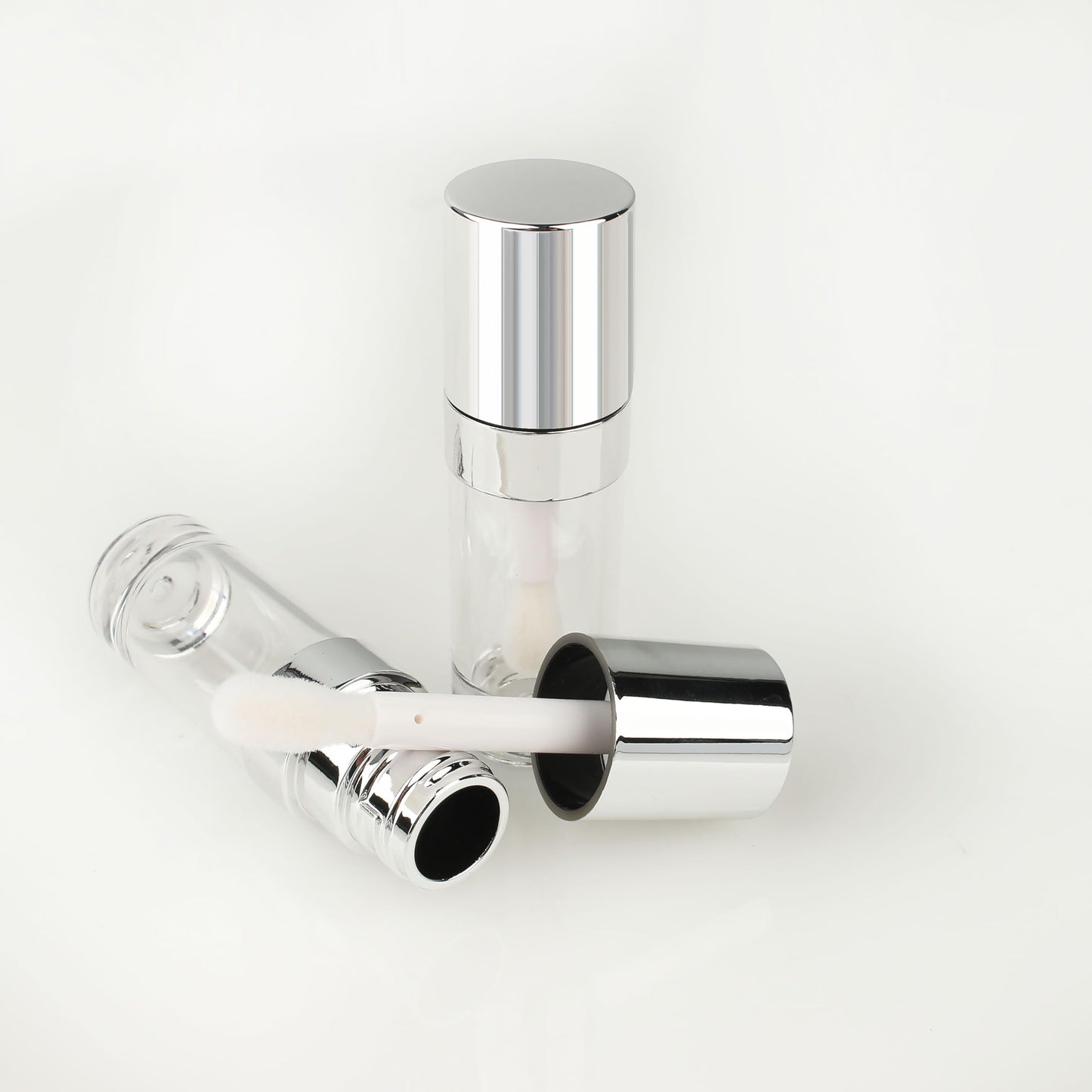 COSIDEA 18pcs Round 8ml 0.27oz r Round silve Empty lip gloss tubes with big large doe foot wand Lipgloss tube containers for lip oil packing