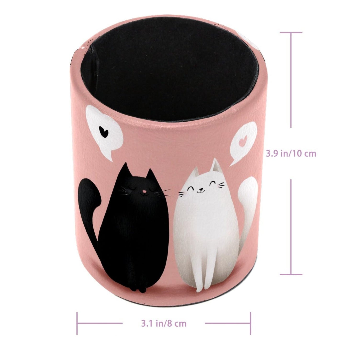 Black and White Cats Pen Holder Pencil Organizer for Desk, 3.1” x 3.1” x 3.9” Pencil Cup Office Supplies, Large Capacity Cute Pen and Makeup Brush Holder for Home, School, Desktop