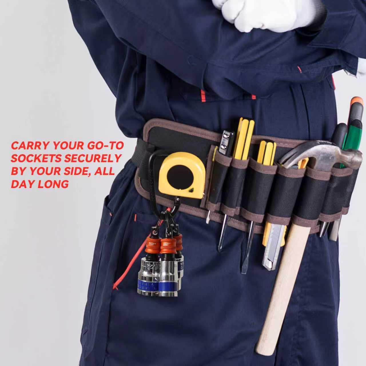 1/2" Socket Holder Keychain Set with Quick Release & Locking Clip, Bit Holder Key Chain Heavy-Duty Toolbox Organizer for Impact Wrench, Mechanics, Electricians & Construction Workers