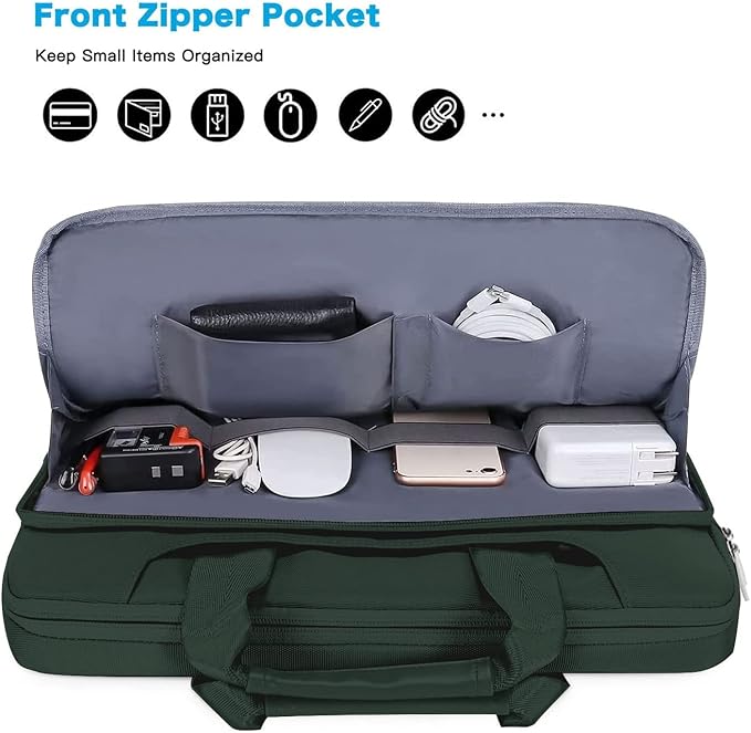 MOSISO 360 Protective Laptop Shoulder Bag Compatible with MacBook Air 15 M4 A3241 M3 A3114 M2 A2941/Pro 16 inch M4 M3 M2 M1, 15-15.6 inch Notebook,Matching Color Sleeve with Belt, Emerald Green