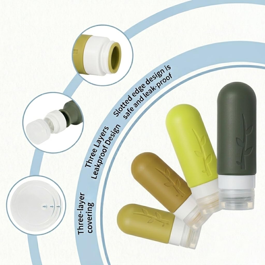 DEPOZA Travel Bottles Kit (16 Pack) - TSA Approved, Leak Proof Silicone Squeezable Containers for Toiletries. Complete Set with Jars, Sprayers & Bag (M-Green)