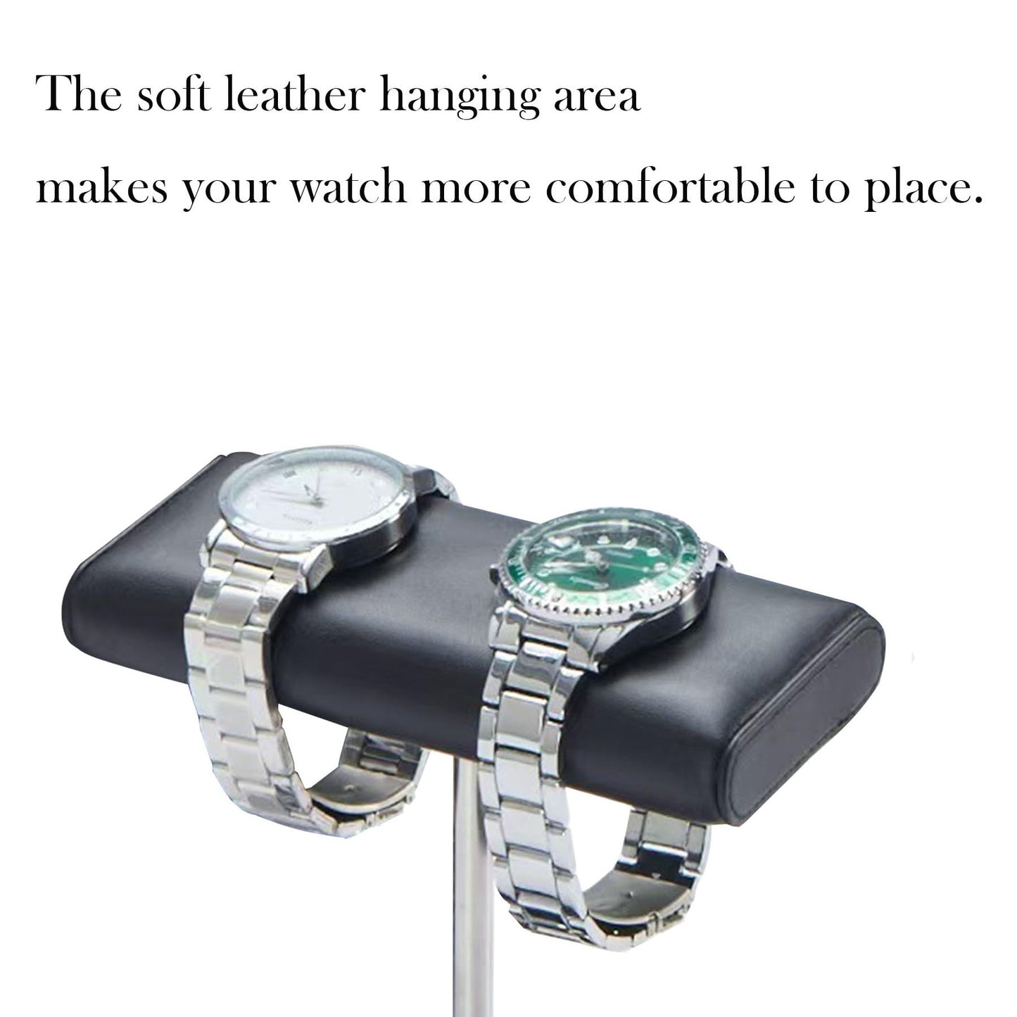 GDAOHELRS Men's Premium Handcrafted Watch Display Stand,Watch Stand,Watch Organizer,Watch Holder,Bracelet Display Stand,Natural Marble Base with Leather Surface (black)