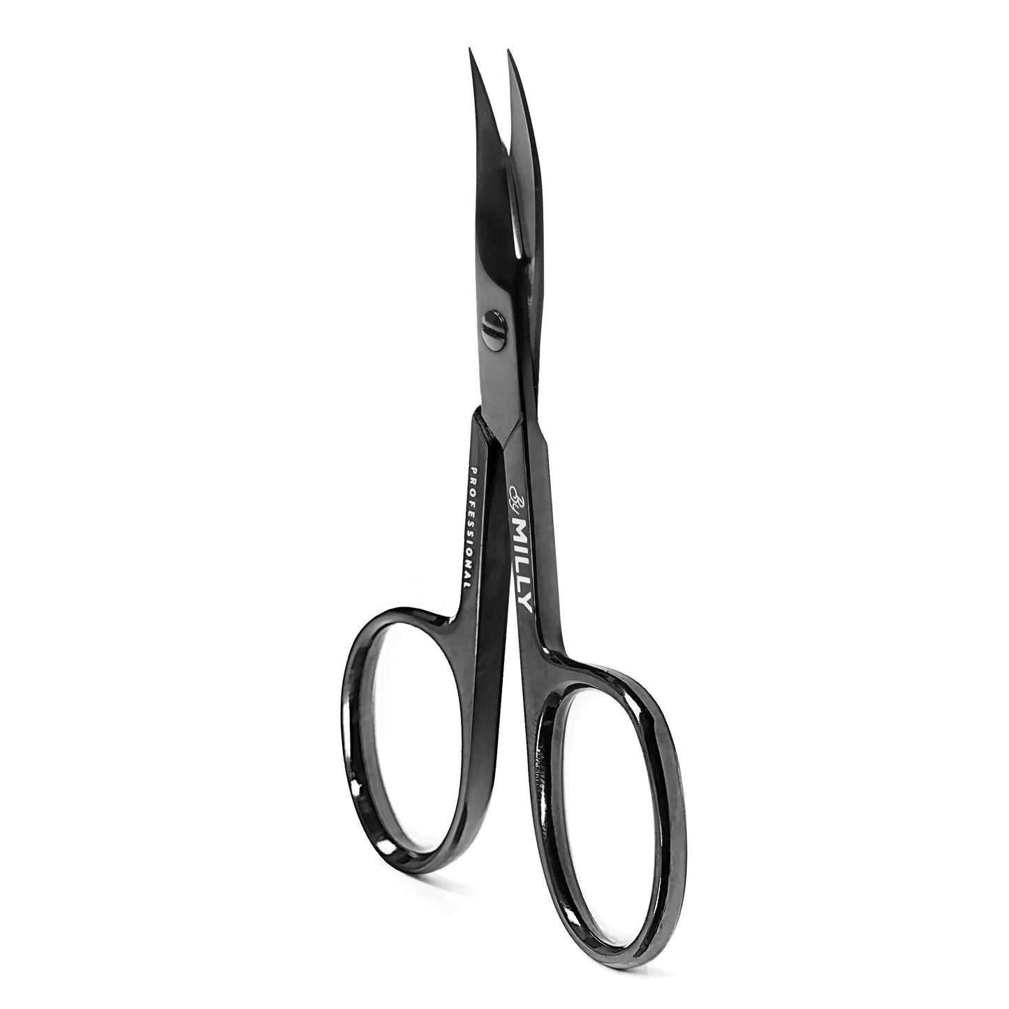 By MILLY Professional Nail Scissors | High Carbon Stainless Steel | Manicure | Razor Sharp Curved Blade for Women - 100% Stainless Steel Beauty Scissors for Nails (Black)