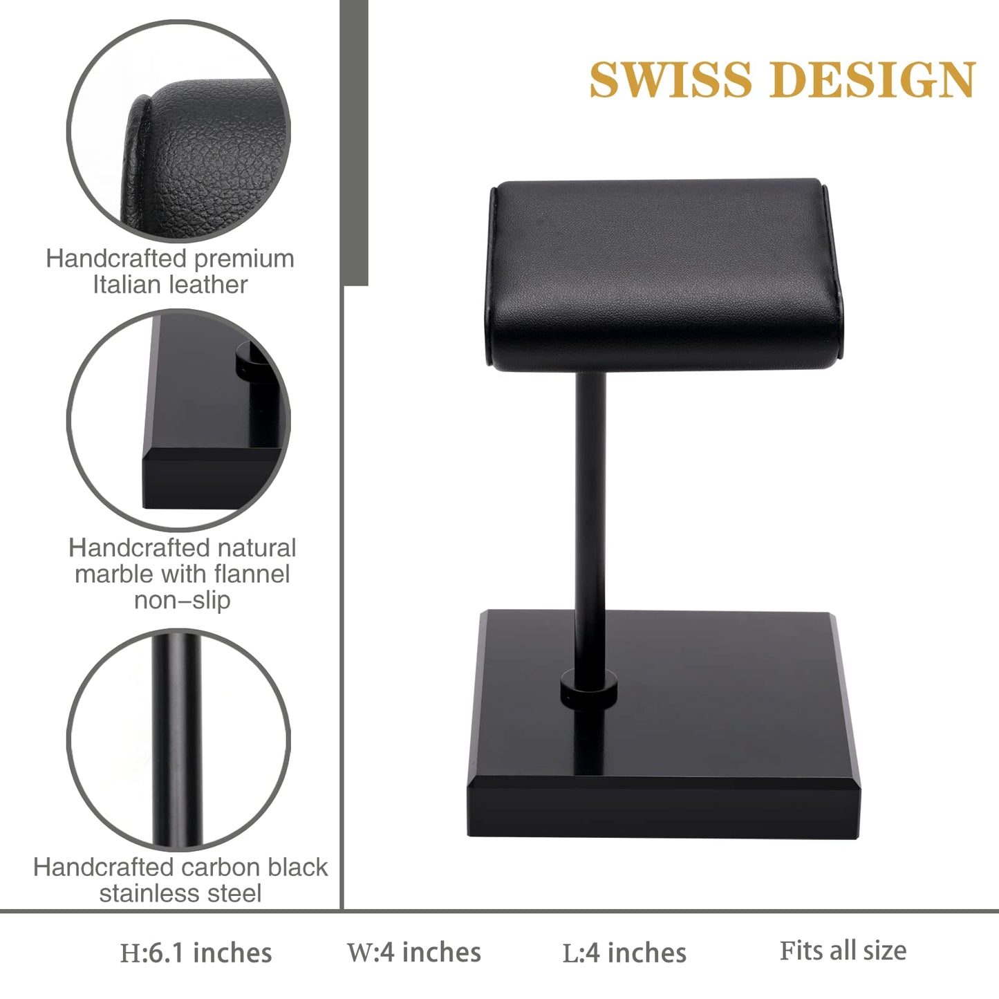 Ticacos Watch Stand | Watch Display Stand |Premium Leather Natural Marble Base | Watch Display Fits All Watches | watch stand | Watch Holder Organizer for Men