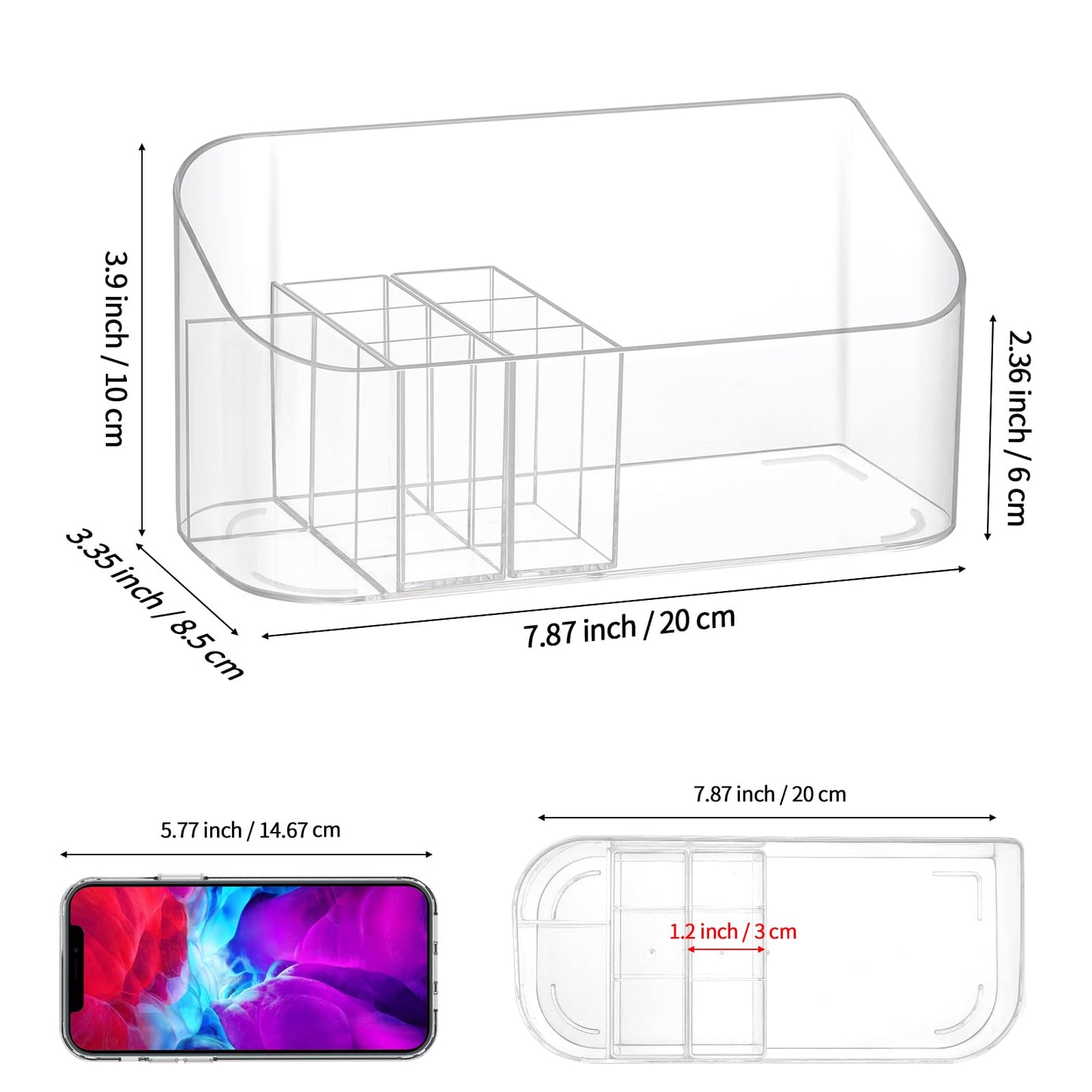 Clear Makeup Tray Holder Organizer Cosmetic Display Case, Small Makeup Organizer for Vanity Bathroom Counter Countertop Tabletop Desktop Vanity Drawers (Clear)