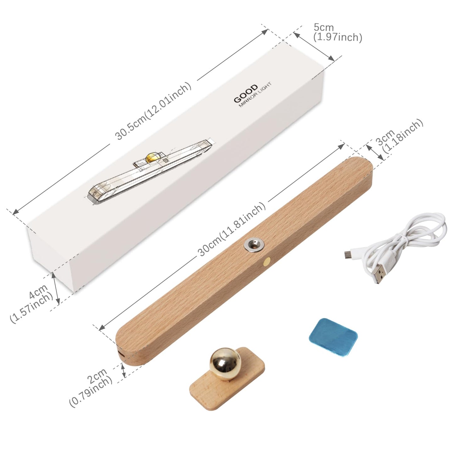HBGFHG Led 360° Rotatable Magnetic Battery Operated Wall Lights USB Rechargeable Dimmable Led Vanity Night Light for Reading Light, Makeup Light and Household Lighting (Brown 1PCS)