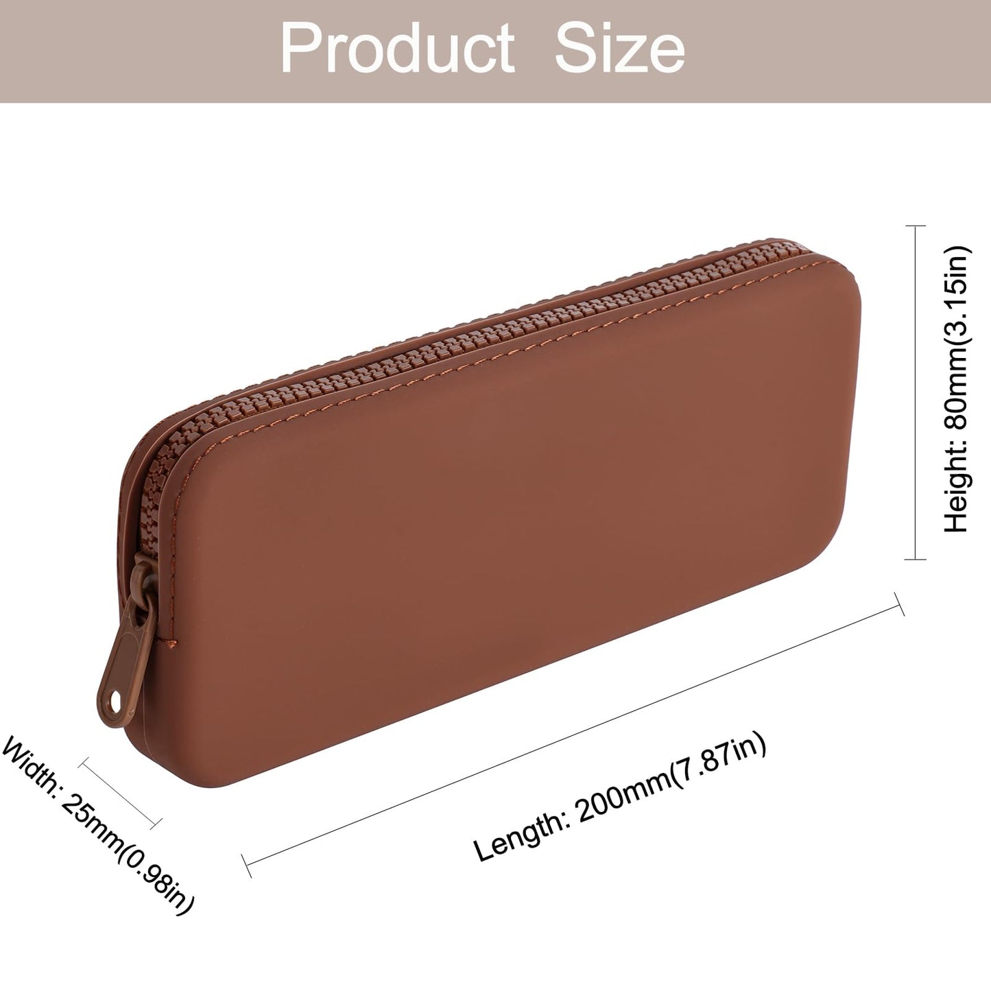 WHHJM Silicone Makeup Brush Holder Travel Makeup Bag Soft Portable Brush Organizer, Large Travel Essentials Makeup Brush Case Zipper Pouch (Brown)